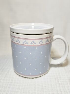 Vintage Michel and Company Mug With Lid, Japan Ceramic Cottage Core